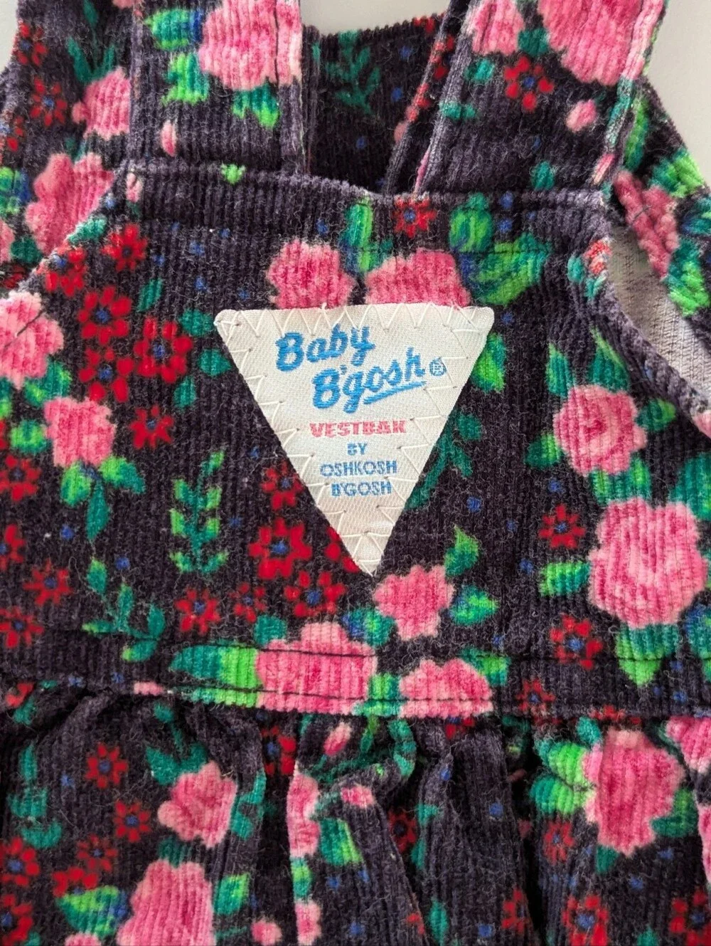 Baby B'gosh Floral Corduroy Pinafore Dress 12m